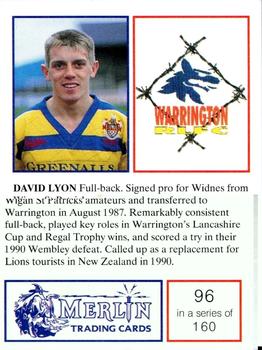 1991 Merlin Rugby League #96 David Lyon Back